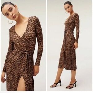 Good American Leopard Print Wrap Dress